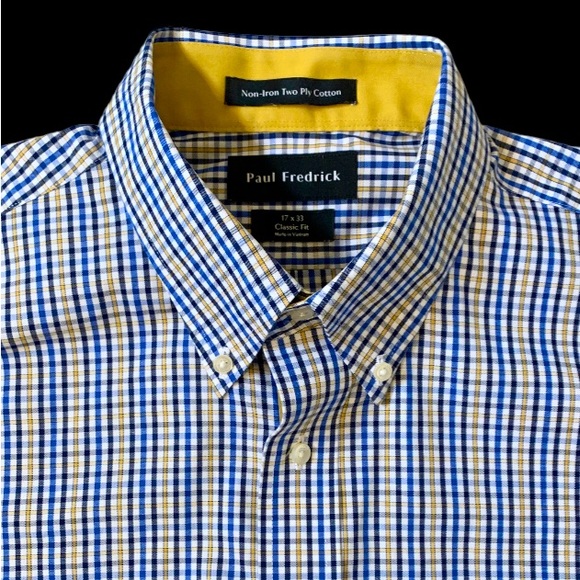 Paul Fredrick Other - Paul Fredrick non Iron 2 ply cotton men’s check dress shirt size 17 x 33 large